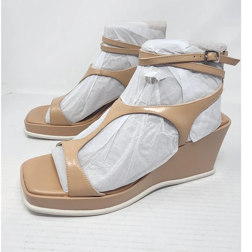Vince Camuto VC-FETEMEE Tan Leather Platform Wedge‎ Sandals Women 11M 42.5